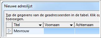 Vak Nieuwe adreslijst