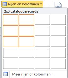 Catalogpagina-indeling, rijen en kolommen