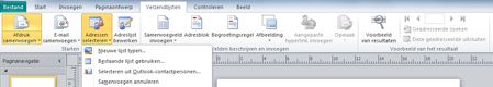 Geadresseerden selecteren op het lint