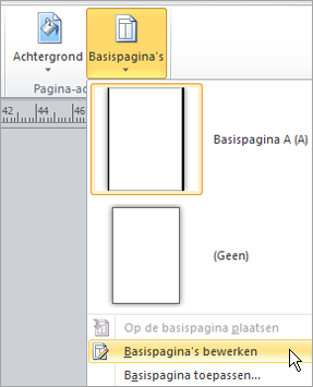Basispagina's bewerken selecteren in het menu Basispagina's