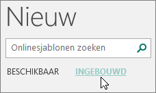 Schermafbeelding van de categorieën ingebouwde sjablonen in Publisher.