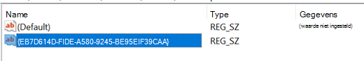 Screenshot of Product Code added to the registry