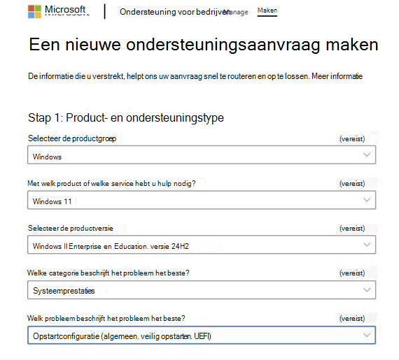 Een nieuwe ondersteuningsaanvraag maken