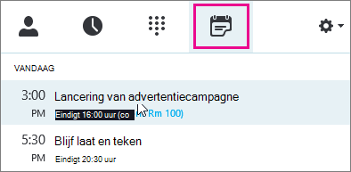 Tabblad Vergadering met vergaderingen