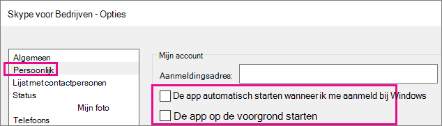 Kies Persoonlijk en maak de selectie van de opties ongedaan om automatisch te beginnen.