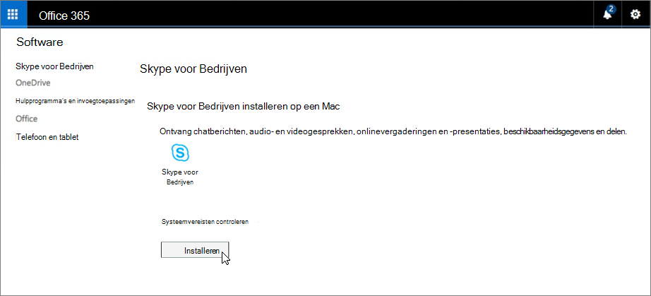 Skype voor Bedrijven installeren op Mac-pagina