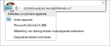Een screenshot van het menu Selecteer uw hoofdapparaat.