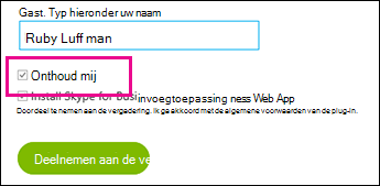 Kies Mij onthouden wanneer u zich aanmeldt om uw instellingen op te slaan