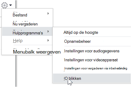 Het menu Opties in Skype voor Bedrijven