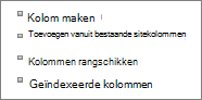 Close-up van koppeling Bestaande kolom toevoegen op pagina Instellingen