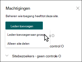 Knop Leden toevoegen met een vervolgkeuzelijst.
