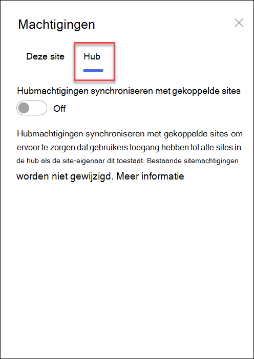 schermopname van het inschakelen van hubmachtigingen voor synchronisatie