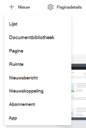 Schermafbeelding van het maken van een nieuwe lijst of bibliotheek