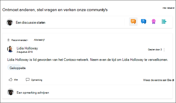 Afbeelding van het Yammer-webonderdeel op de afdelingssite