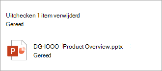 Er wordt een bericht weergegeven waarin het genegeerde uitchecken wordt bevestigd.
