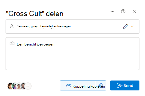Het dialoogvenster Delen in SharePoint.
