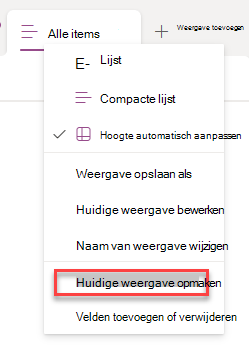 schermopname van het selecteren van de huidige rij opmaken