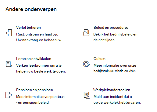 Voorbeeld van het webonderdeel Snelkoppelingen.