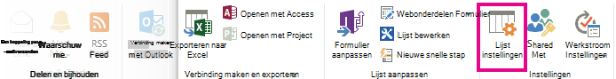 Knop Lijstinstellingen
