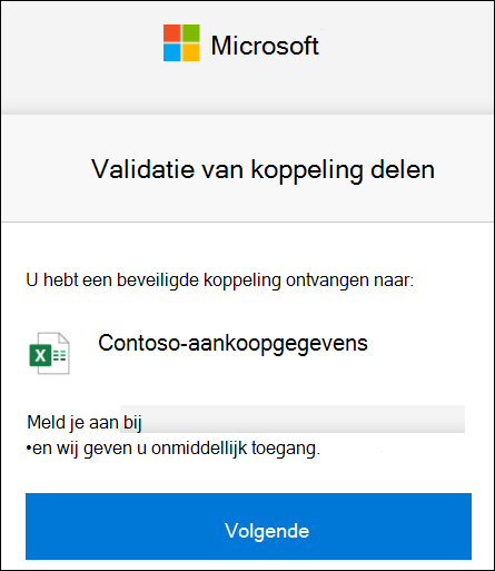 Extern delen via OneDrive Koppelingverificatie om u aan te melden.