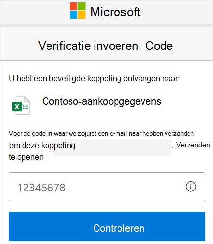 Venster voor extern delen van OneDrive Verificatiecode
