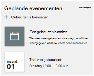 Voorbeeld van het webonderdeel Gebeurtenissen.