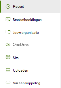 Een lijst met beschikbare locaties wanneer u een koppeling toevoegt.