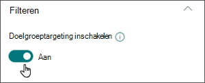 Afbeelding van het deelvenster Bewerken met de wisselknop om doelgroeptargeting in te schakelen op de positie Aan