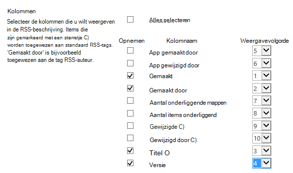 RSS-kolommen