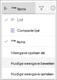 Menu met andere weergaveopties