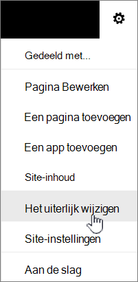 Menu Instellingen met Het uiterlijk wijzigen gemarkeerd