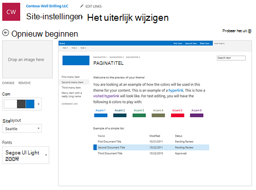 De uiterlijke kleuren, lettertypen en indeling bewerken