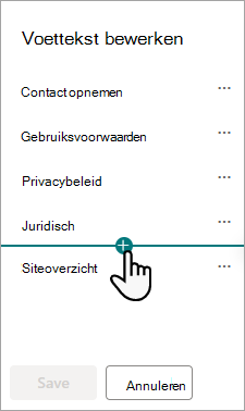 Het dialoogvenster Voettekst bewerken.