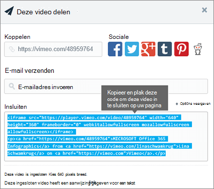 Voorbeeld van het gebruik van invoegcode om inhoud in te sluiten op SharePoint-pagina