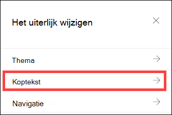 Het weergavevenster wijzigen met opties voor koptekst geselecteerd.