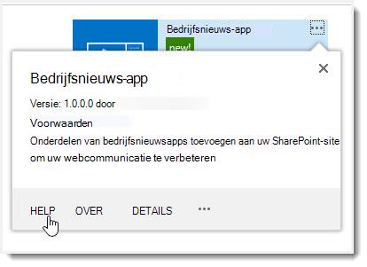 Help-koppeling in het bijschrift met eigenschappen van een app