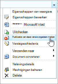 klik op Publicatie van deze versie ongedaan maken