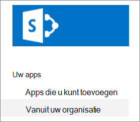 Werkbalk Snel starten met Van uw organisatie gemarkeerd