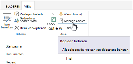 Kopieën beheren op het bronlint