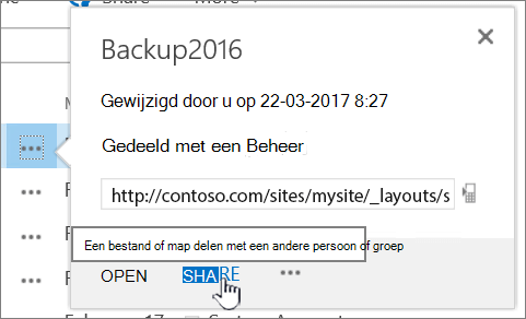 Klikken op Delen in een bestand