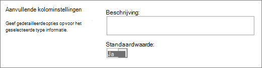 Opties voor de kolom Ja/Nee
