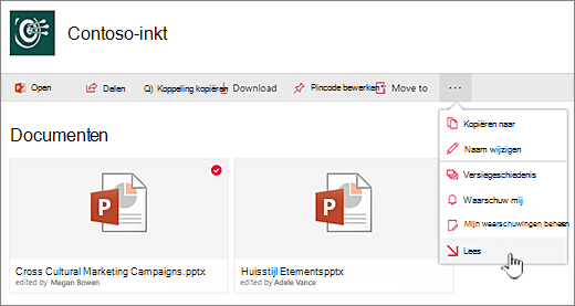 Selecteer een bestand, klik op het beletselteken op de bovenste balk en selecteer Uitchecken