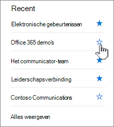 klik op de lege start naast een site om deze te volgen.