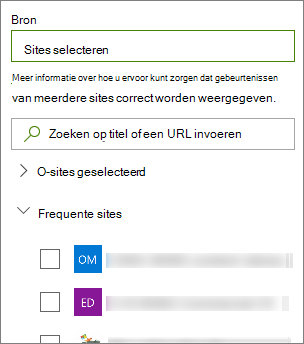 Een bron voor gebeurtenissen selecteren