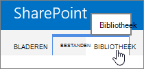 Tabbladen Bibliotheek en Bladeren op het lint