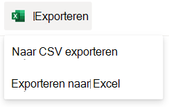 De exportopties voor een SharePoint-lijst.