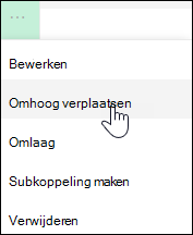 Een koppeling omhoog of omlaag verplaatsen in het linkermenu