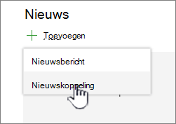 Een nieuwskoppeling toevoegen vanuit een webonderdeel Nieuws