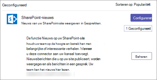 Dialoogvenster Nieuwsconnector