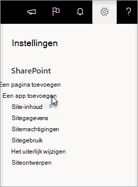 Instellingenmenu met Een app toevoegen gemarkeerd